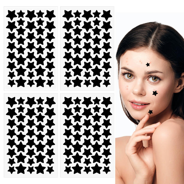 Sibba Pimple Patches for Face 160 Pcs Hydrocolloid Acne Patches Cute Star Zit Covers Sticky Spot Stickers Pad Covering Pore Cleaning Strips Peel Invisible Spot Absorbing Zit Patch (Black)